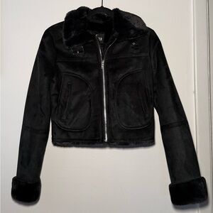 HOLLISTER XXS Women’s Faux Suede Shearling Aviator Jacket